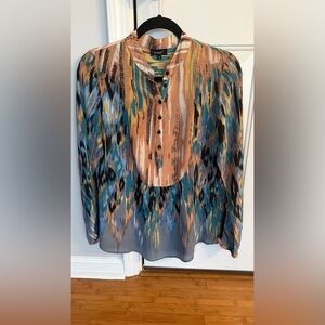 Tolani Abstract Print Button-Up Blouse